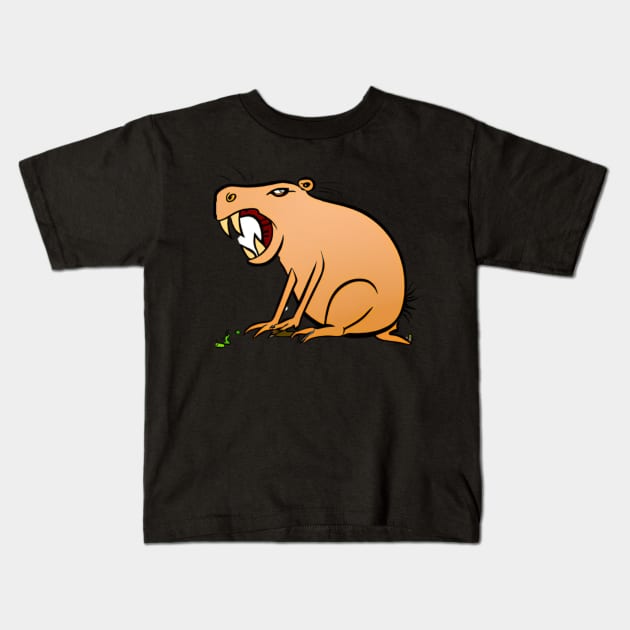 Angry Capybara Cartoon Kids T-Shirt by Shadowbyte91